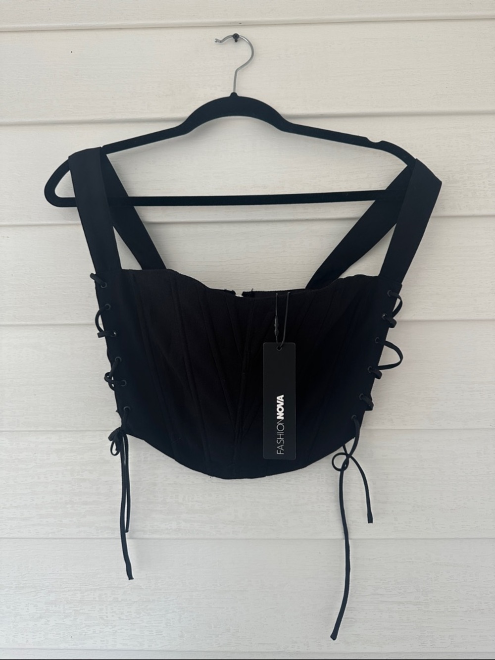 Fashion Nova Black Lace-Up Boned Corset Top